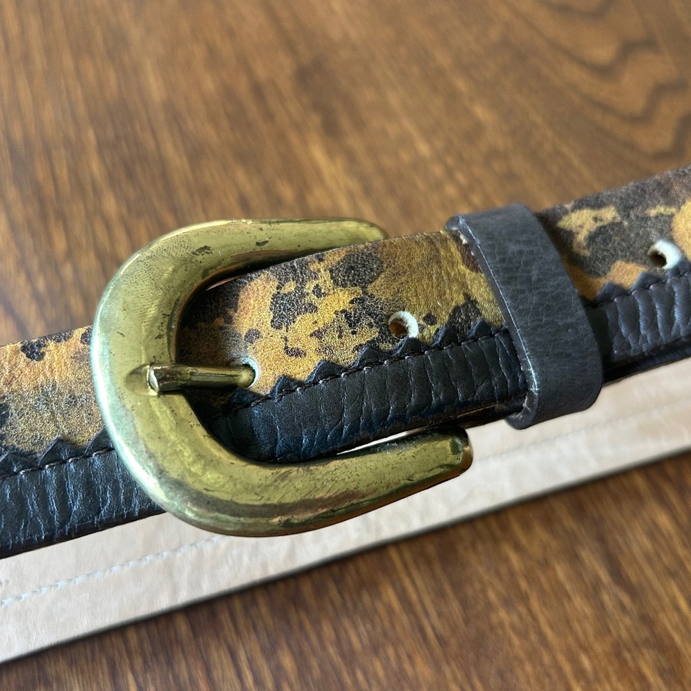 Streets Ahead Leather Belt with Solid Brass Buckle Size Small